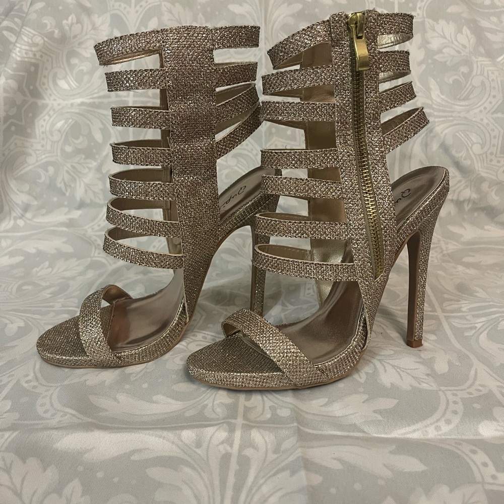 Qupid brand heels, Champagne color, Size 7